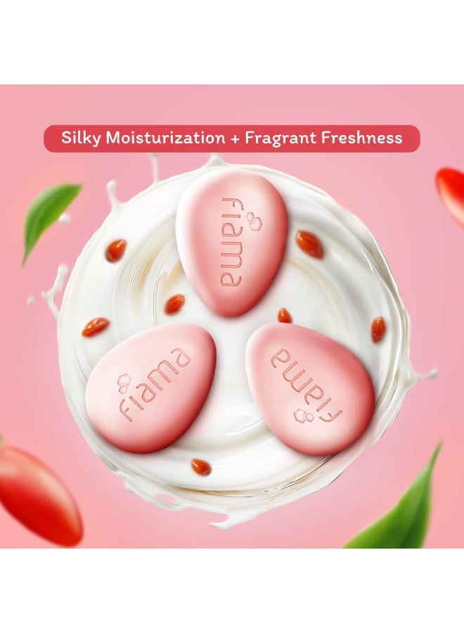 Fiama Moisturizing Soap Bar, Japanese Hokkaido Milk & Goji berry, Soap Pack of 3, Non-Sticky Moisturized Skin, 1/3rd Skin Moisturizers, Vitamin F, Fragrant Freshness - Image 2